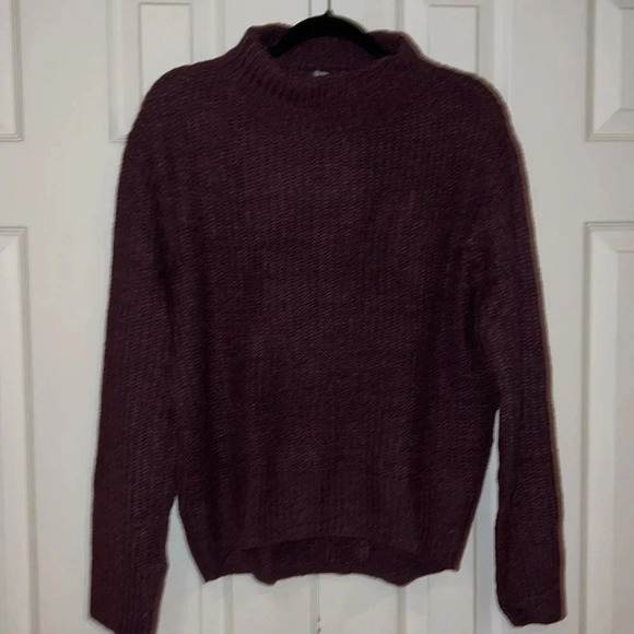 Mexx  purple stitch knit chunky turtle neck sweater Sz L - Picture 4 of 15
